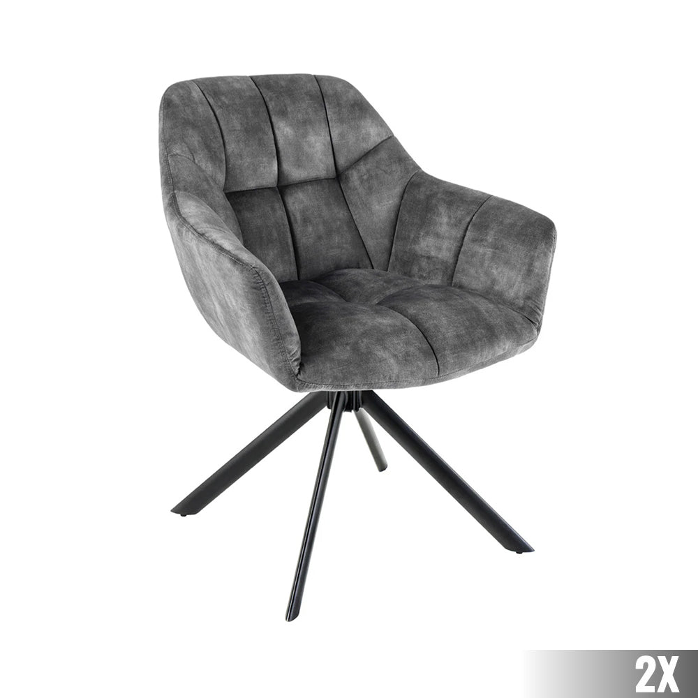 Szürke színű bársonnyal kárpitozott, 180 fokban forgatható, design szék.