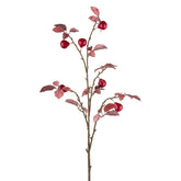 Óriás, rubinszínű mű vadkörte ág 120 cm magas, vörös levelekkel és apró körtékkel.