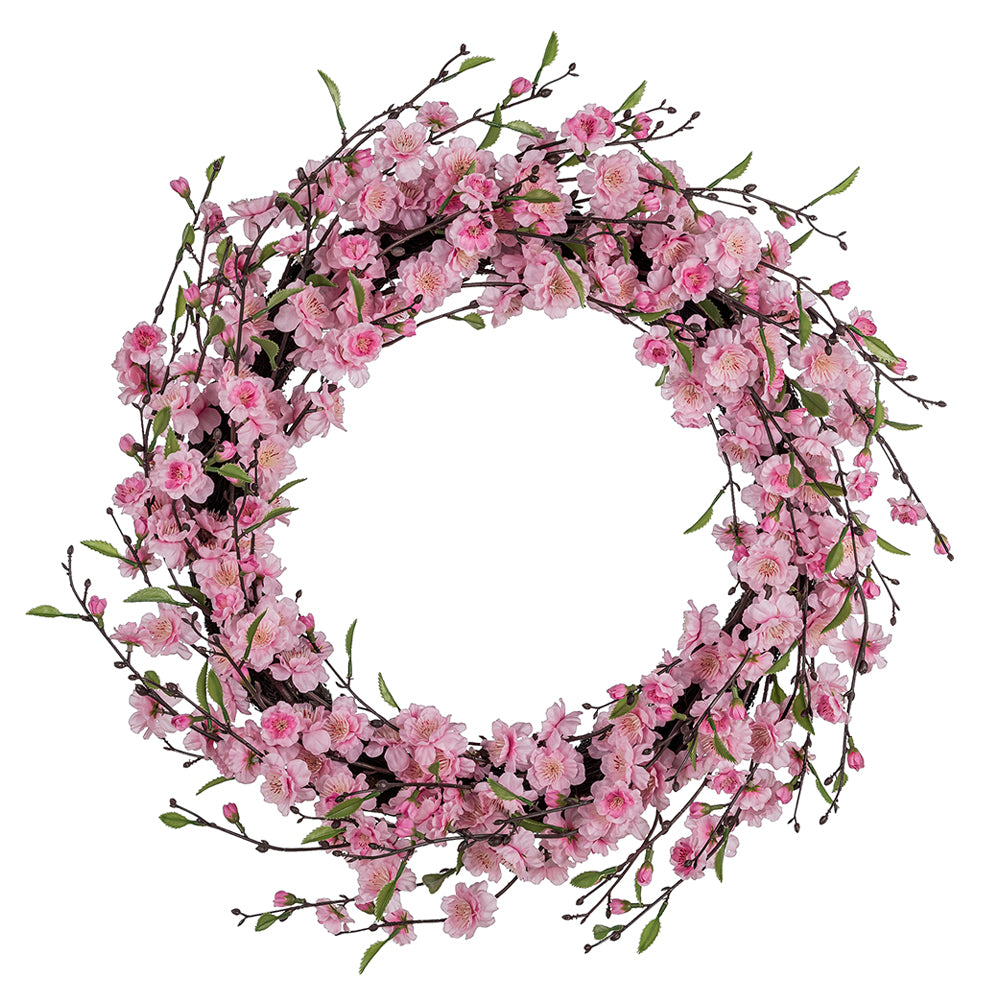 Rózsaszín, cseresznyevirág koszorú.