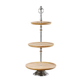 Pure Nature 3 szintes mangófa és alumínium kínáló 68 cm, teljes termékfotó fehér háttéren.