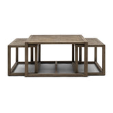 ROMORA tölgyfa dohányzóasztal szett háromrészes kialakítással fehér háttéren