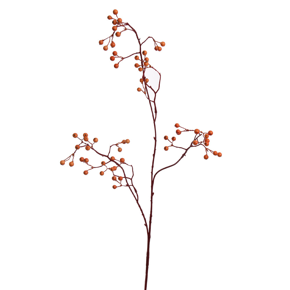 Rosa Canina narancssárga mű csipkebogyó ág 95 cm magas, élethű termésekkel és elágazó szárakkal