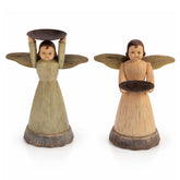 sacred 2 db-os angyal figurás gyertyatartó szett 22 cm rusztikus kivitelben