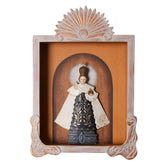 Sacred prágai kis Jézus dioráma keretben 29 cm fehér háttéren