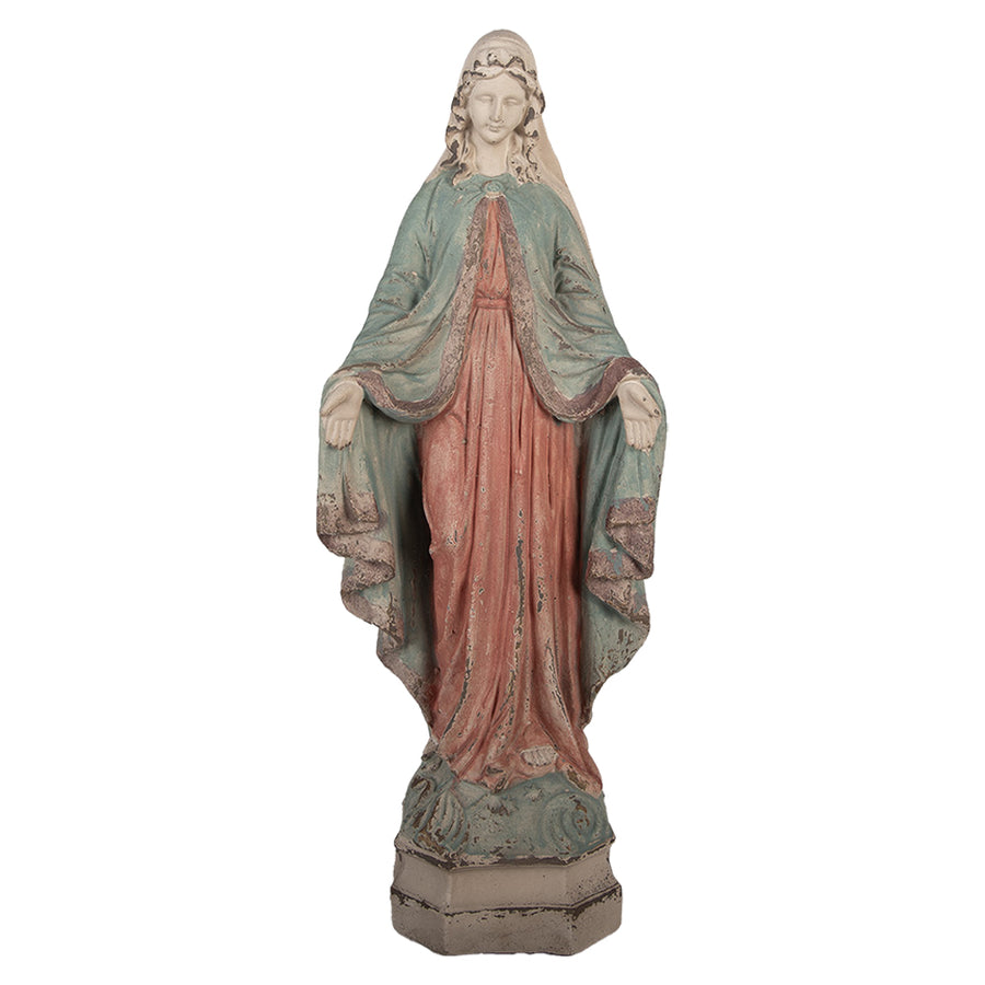 SACRED rusztikus Madonna figura 63 cm antikolt festett kivitelben elölnézetből