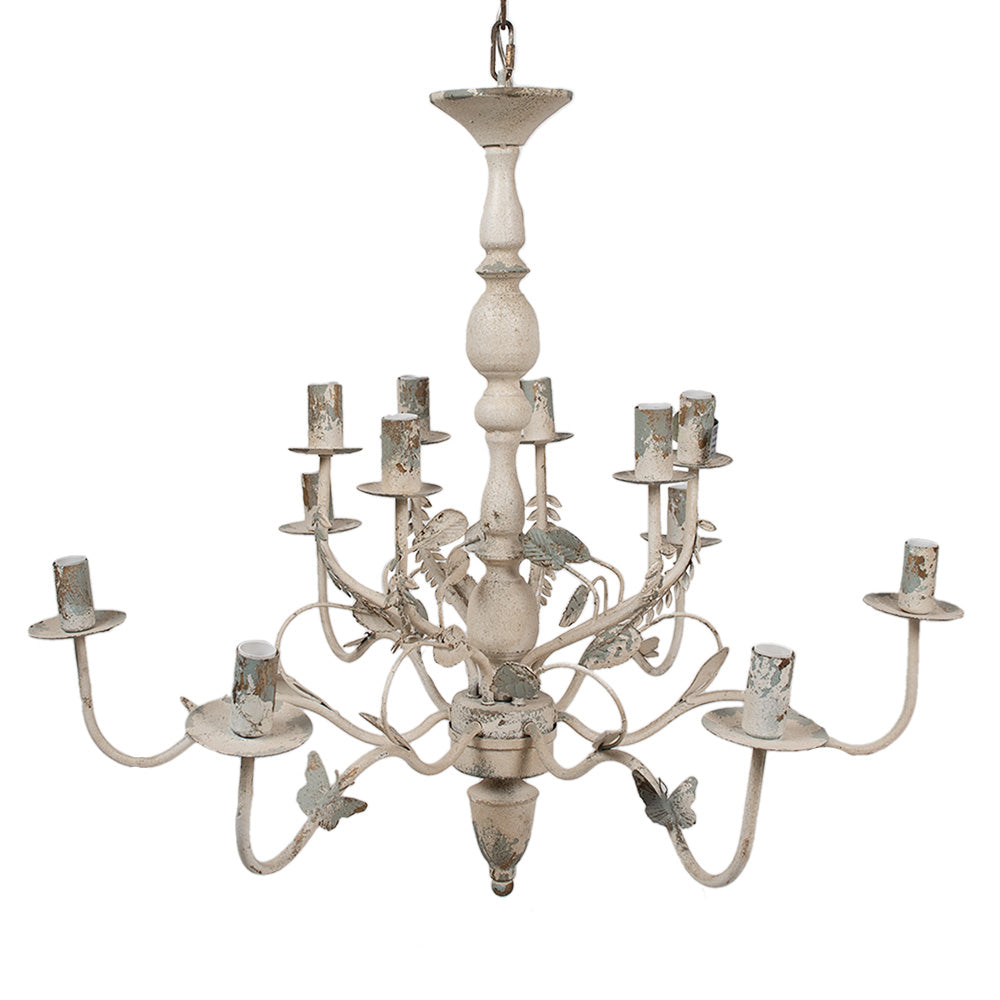 Shabby Light bézs fém csillár 12 karú antikolt kivitelben