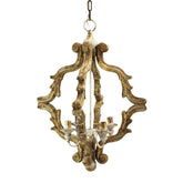 Aranyszínű, antikolt felületű, fa fügesszték lámpa.