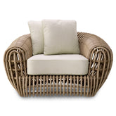 Siderno műrattan kerti fotel viola sand párnákkal – elölnézet