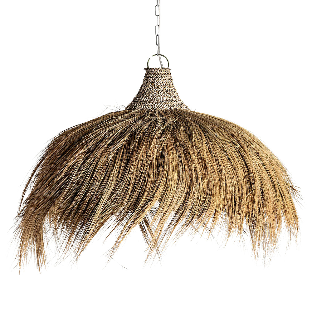 Növényi rostból készült, kézműves design függeszték lámpa.