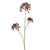 Padlizsánszínű mű madárberkenye ág fehér háttérrel, 67 cm