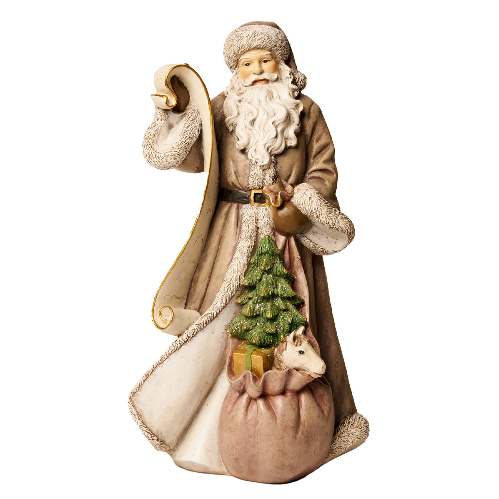 SPIRIT OF THE FOREST nagy bézs Télapó figura 43 cm fehér háttéren