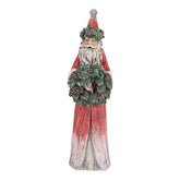 Spirit of the Forest piros Télapó figura 24 cm fenyőkoszorúval elölnézetben
