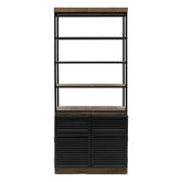 Loft stílusú tölgyfa-fém könyvespolc 226 cm fekete vázzal elölnézet