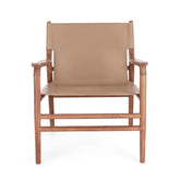 Taupe színű valódi bőrből készült, kortárs stílusú dizájn fotel.