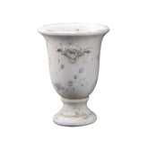 Antikolt felületű, krémszínű cement kaspó 22 cm-es méretben, plasztikus díszítéssel – Valo kollekció