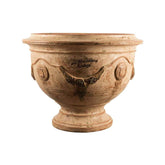 Antikolt felületű, terrakotta színű, anduze kerámia kaspótál.