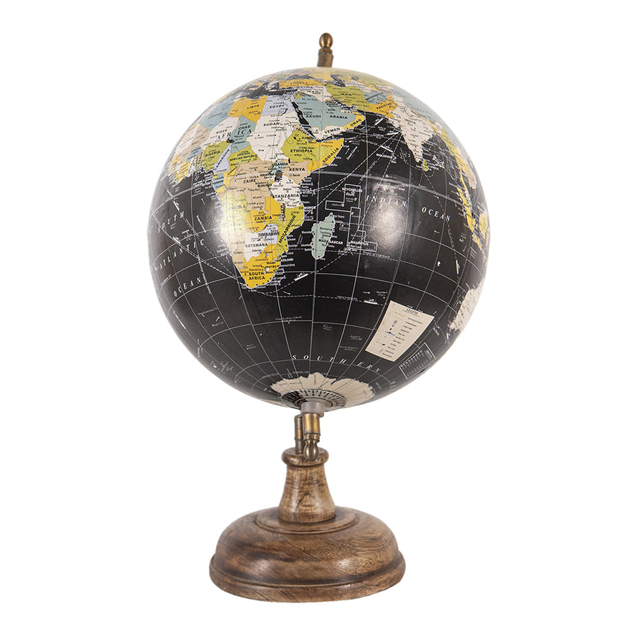 ATLAS MAIOR antik fekete földgömb fa talapzaton 33 cm