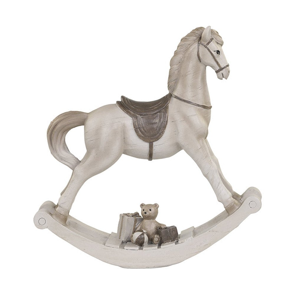 Krémszínű karácsonyi dekorációs hintaló.