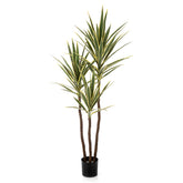 Három törzsű, 160 cm magas YUCCA De Luxe mű jukka pálma fekete cserépben.