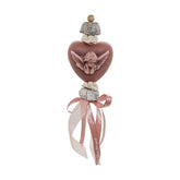 Vintage stílusú, rózsa illatú kézműves illatfüzér, angyal figurás szív formájú krémviasz dísszel