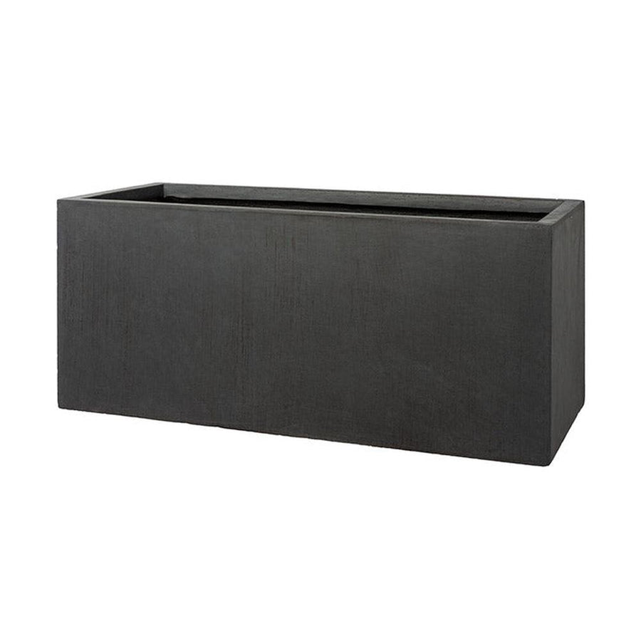 Adna fibreclay outdoor planter in dark anthracite with a rectangular profile