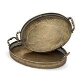 Patinás óarany színű fém tálcaszett