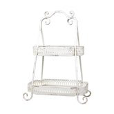 Shabby Chic stílusú, fémcsipkével díszített 2 szintes kínáló állvány.