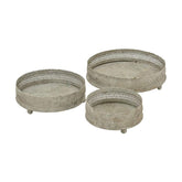 3 db-os patinás felületű fém tálcaszett