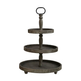 Vintage stílusú, fenyőfából készült nagy méretű 3 emeletes rusztikus kínáló