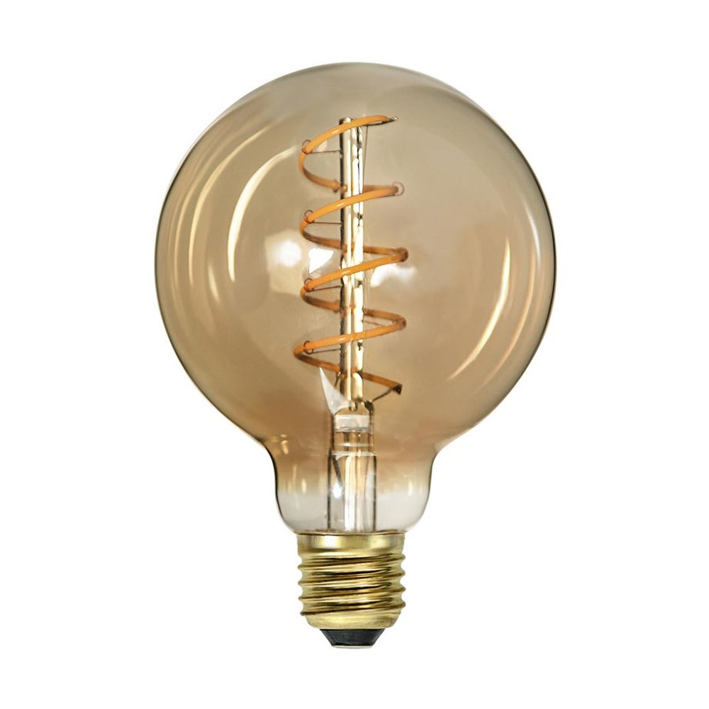 Amber Spiral Filament meleg fehér fényű, vintage LED dekorációs izzó borostyánszín üveggel.
