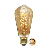 Amber Spiral Filament meleg fehér fényű, vintage LED dekorációs izzó borostyánszín üveggel.