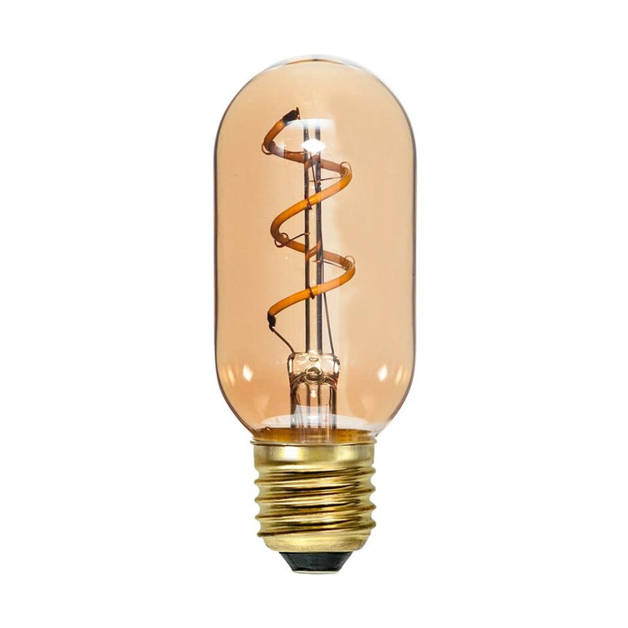 Amber Spiral Filament meleg fehér fényű vintage LED dekorációs izzó borostyánszín üveggel.