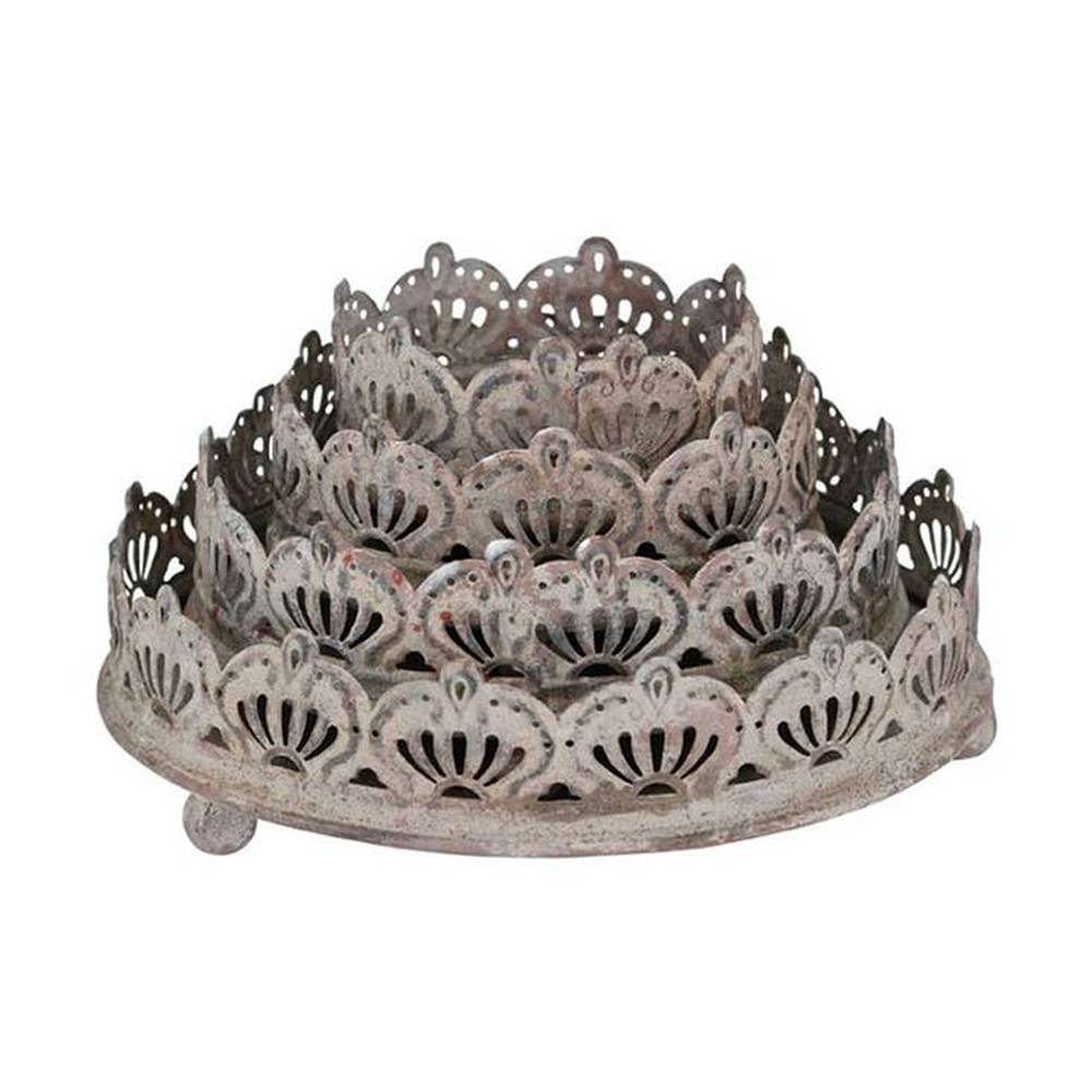 4 db-os patinás felületű fém tálcaszett