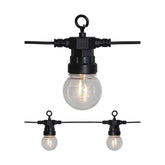 20 izzóból álló LED dekoráció izzósor. Fekete kábellel és áttetsző izzókkal.