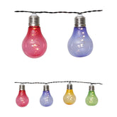 Napelemes kültéri színes dekorációs izzósor 10 db polikarbonát égővel.