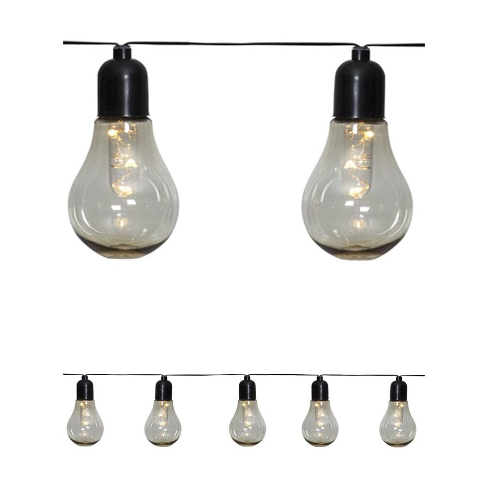 Kültéri, vintage stílusú dekorációs izzósor 10 db műanyag burkolatú LED izzóval.