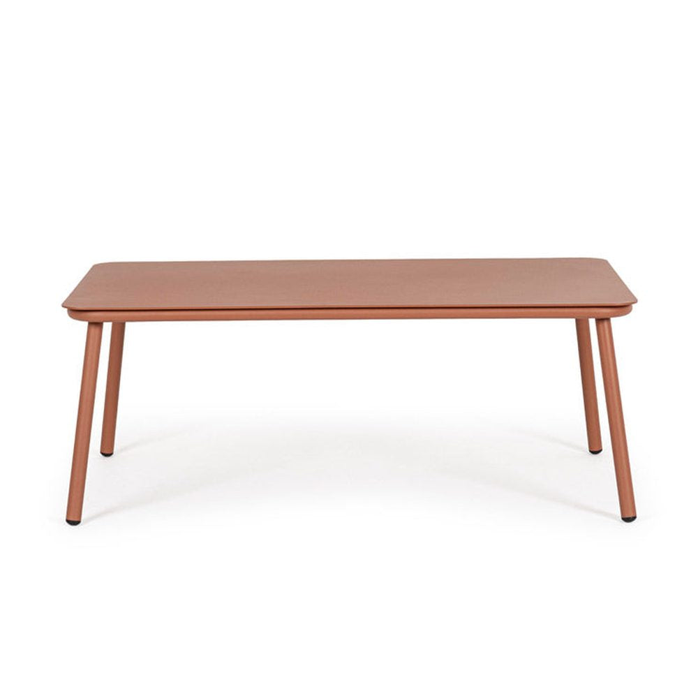 Porszórt alumíniumból készült, korallszínű, kortárs stílusú kerti dohányzóasztal