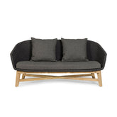 Prémium kategóriás, design kerti kanapé sötétszürke színű párnákkal.