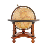 Cseresznyefából és bronzból készült, 26,5 cm átmérőjű, kézműves földgömb replika.