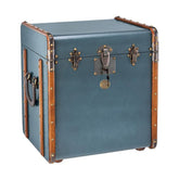 Prémium kategóriás, vintage kék színű utazóláda sárgaréz vasalatokkal