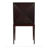 Fából készült, art deco stílusú, fényes barna, bárszekrény, redőzött díszítéssel.