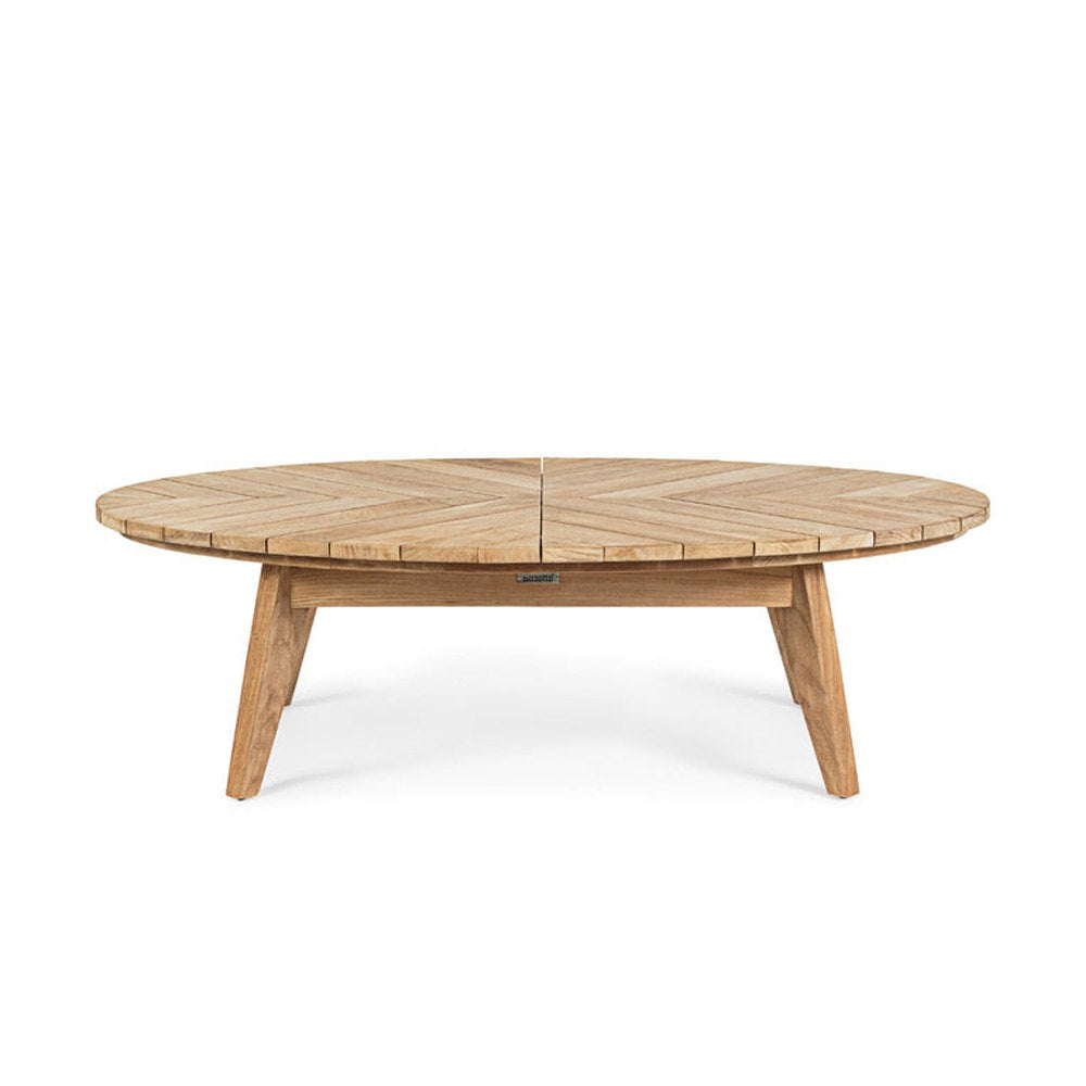 Prémium kategóriás, ovális alakú, design teakfa dohányzóasztal