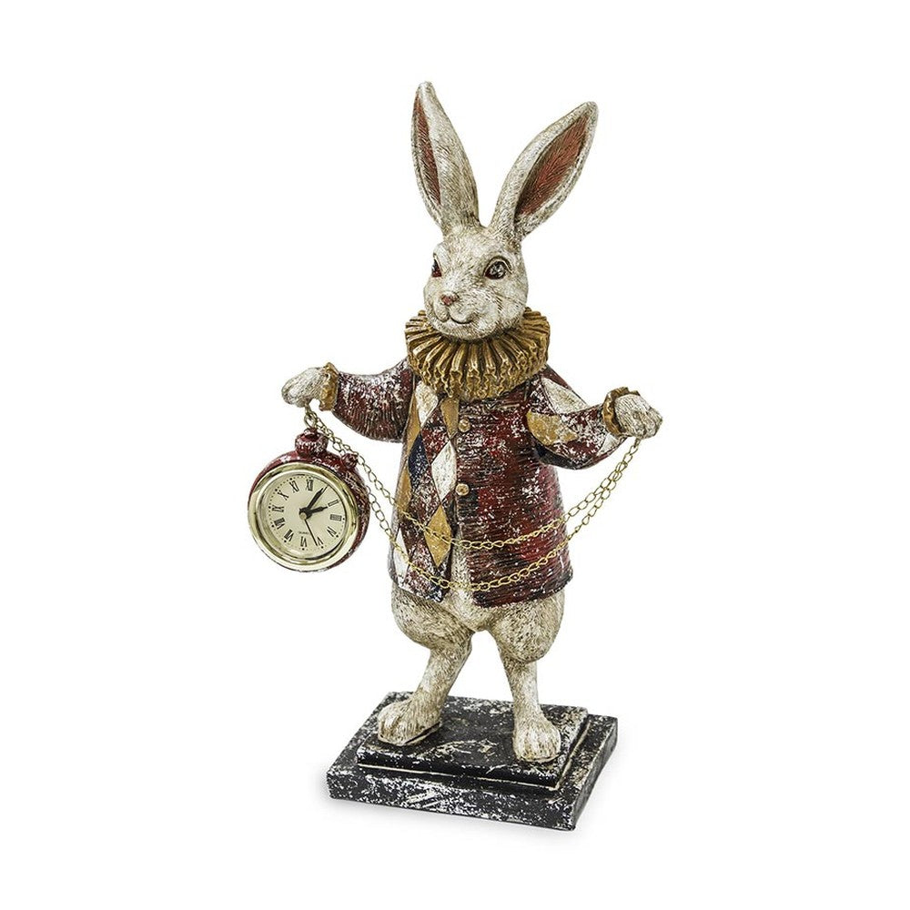 Nagyméretű Fub Funky nyuszifigura órával a kezében a