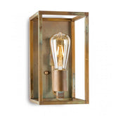 Ipari stílusú, rézből készült falilámpa, téglalap szerkezettel.