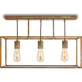 Industrial stílusú, antikolt sárgaréz színű, réz függeszték, három izzófoglalattal.