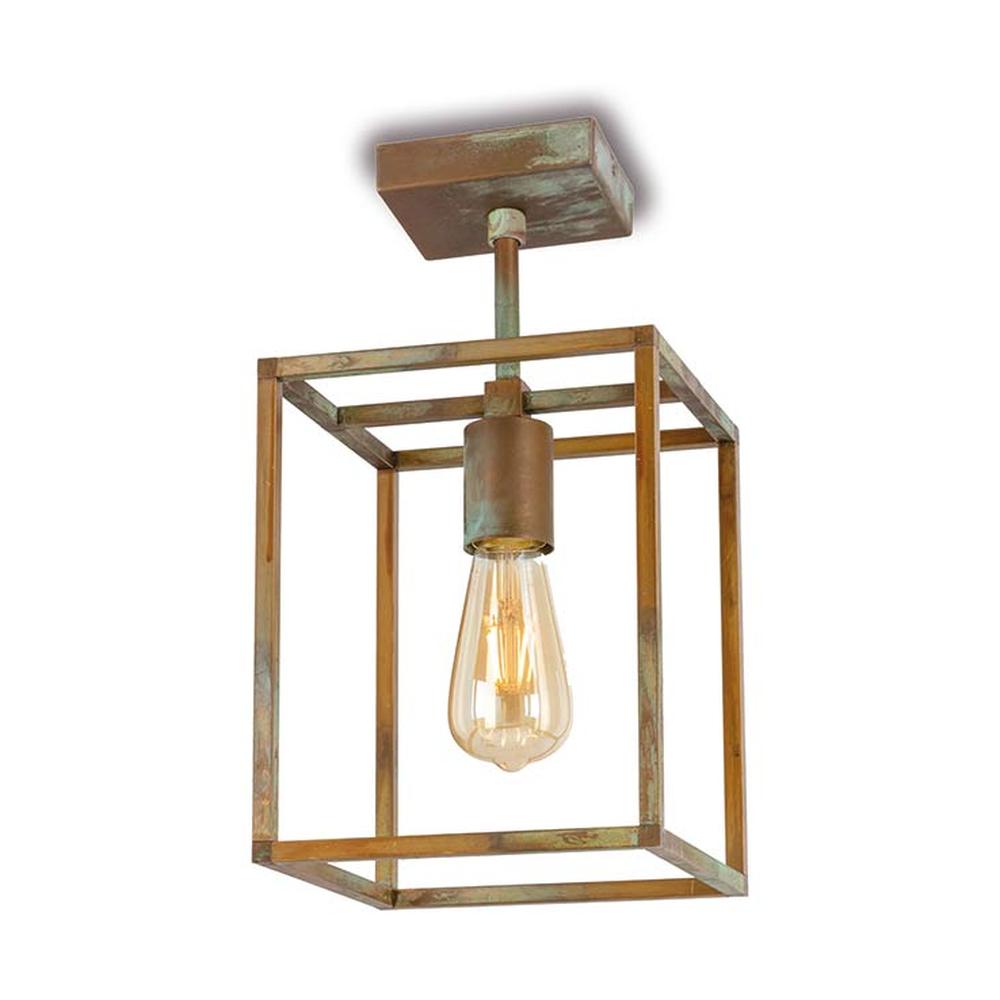 Ipari stílusú, antikolt sárgaréz színű, téglalap alakú réz függeszték.