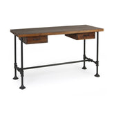 Industrial stílusú, mangófából készült konzolasztal fekete vas lábakkal.