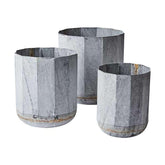 Háromdarabos, vidéki stílusú bádogkaspó szett.