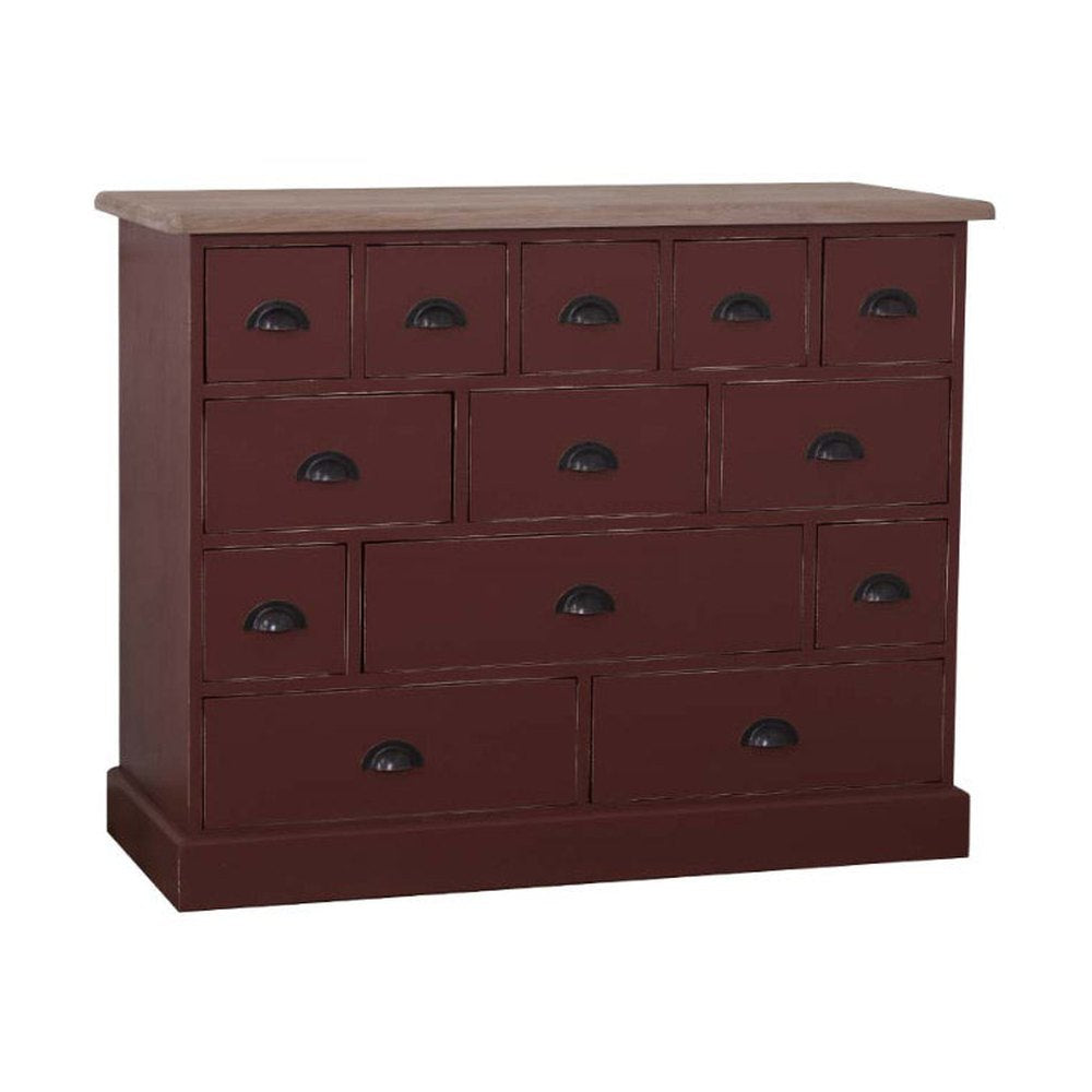 MAISON fenyőfa komód tölgyfa lappal 120 cm