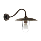 Loft stílusú, csiszolt barnaréz színű, rézből készült falikar, átlátszó üvegbúrával.